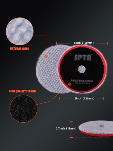 Wool Polishing Pad (2Pcs 5Inch Light Blue Coarse Wool Pad / 5 Inch (125mm))