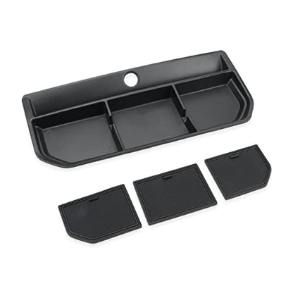 Dashboard Organizer Tray for Ford F150 2021 2022 2023 Center Console Car Dashboard Accessories Phone Holder ABS Insert Secondary Storage Box with 3 Non Slip Rubber Mats (Black)