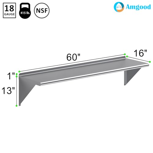 16 in. x 60 in. Stainless Steel Wall Mount Shelf (16 in. x 60 in.)