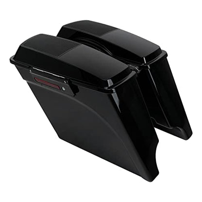 Motorcycle Saddlebags 5" Stretched Extended Hard Saddle BagsW (5" Extended / Stretched W/ Black Latches)