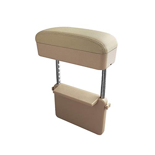 Auto Car Armrest Extender Support Elbow & Forearm Arm Wrist Rest Support Adjustable Height Comfort Pad Universal Fit for Most Car Models Center Console (Beige)