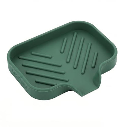 Silicone Soap Dish with Drain Spout (Green / S(4.9"×3.2"))