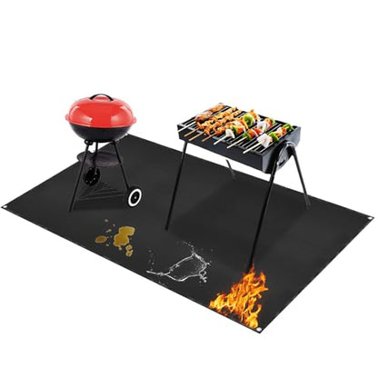 Under Grill Mat for Outdoor Grilling (Rectangular/Black / 70"L x 48"W)