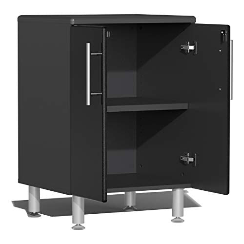 UG22172B 17 Piece Garage Cabinet Kit with Bamboo Worktop in Midnight Black Metallic