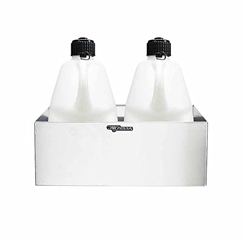 430 Double Aluminum Utility Fuel Jug Holder Rack Fits Two 5 Gallon Gas Containers (Silver)