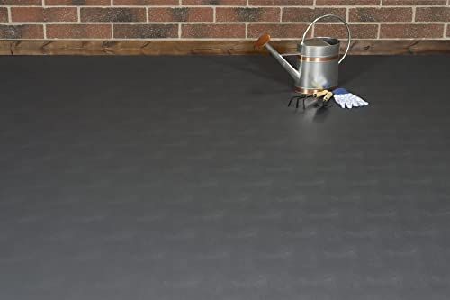 Seamless Sheet Vinyl Shed Flooring Cover with Bonded Fibrous Backing (8' x 20' / Slate Grey)