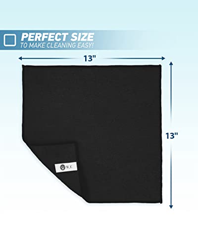 Microfiber Cleaning Cloth (24-Pack (13"x13"） / Black)