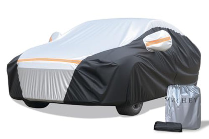 Car Cover Waterproof All Weather for 185" (Silver and Black / 3L+Sedan)