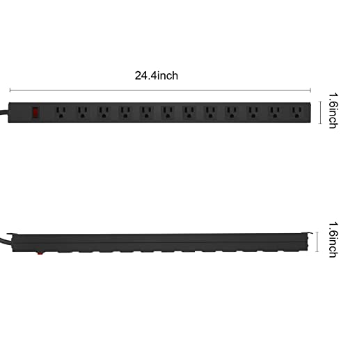 HHOSET Long Power Strip Surge Protector (Black / 10 ft)