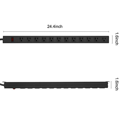 HHOSET Long Power Strip Surge Protector (Black / 10 ft)