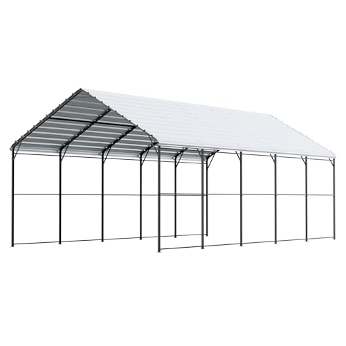 Heavy Duty Metal Carport (White / 13x26ft)