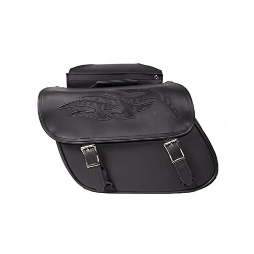 Motorcycle Saddle Bags Leather Motorcycle Luggage Bag with Gun Holsters For Softails Sportsters and Choppers Waterproof Luggage Bags (14" x 12" x 10" / Black PVC)
