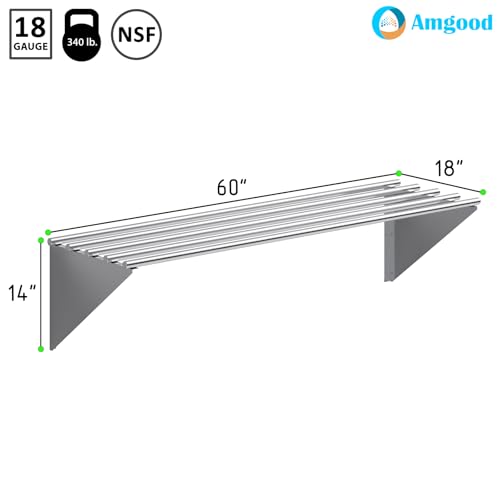 18 in. x 60 in. NSF Stainless Steel Tubular Wall Shelf (18 in. x 60 in.)