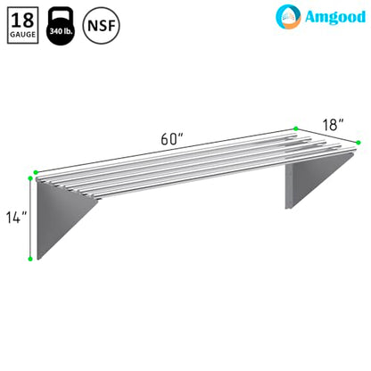 18 in. x 60 in. NSF Stainless Steel Tubular Wall Shelf (18 in. x 60 in.)