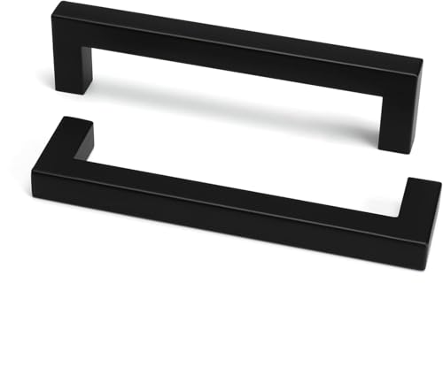 200 Pack 5 Inch Matte Black Cabinet Handles Kitchen Drawer Pulls (Matte Black / 5 Inch Hole Centers)