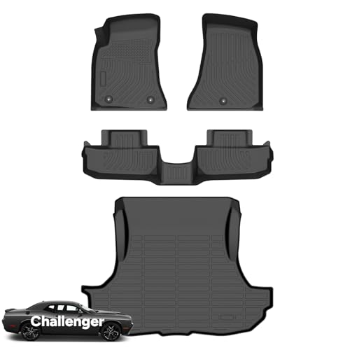 Floor Mats & Cargo Liner for Dodge Challenger RWD 2015 (BLACK)