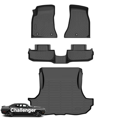 Floor Mats & Cargo Liner for Dodge Challenger RWD 2015 (BLACK)