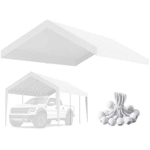 10' x 20' Carport Replacement Canopy Cover (White / 10'x20')