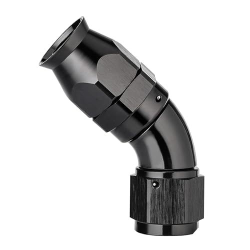 8AN 45 Degree PTFE One Piece Full Flow End Hose Fitting Aluminum Black (8AN / 45 Degree)