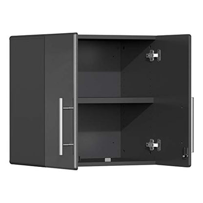 UG22082G 8 Piece Garage Cabinet Kit with Bamboo Worktop in Graphite Grey Metallic
