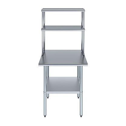 Stainless Steel Work Table Double Tier Overshelf (24" x 30" Work Table + 12" Overshelf)