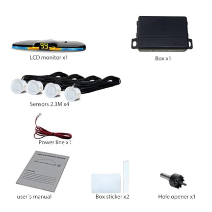 Parking Sensor kit New Feature Rear with Selectable Distance in Feet (Black)