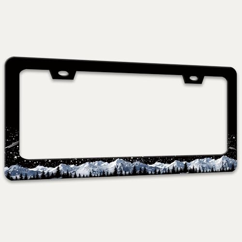 Snow Mountains License Plate Frame Mountain Forest License Plate Holder (Snow Mountains)