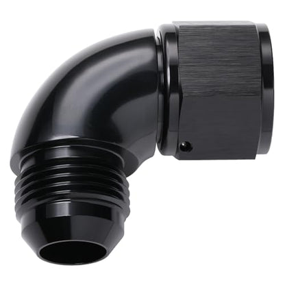 90 Degree 16AN Male to 16AN Female Swivel Full Flow Fitting Adapter Coupler Aluminum Black (16AN / Black - 90 Degree)