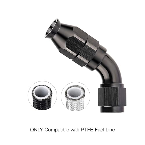 4AN 60 Degree PTFE One Piece Full Flow End Hose Fitting Aluminum Black (4AN / 60 Degree)