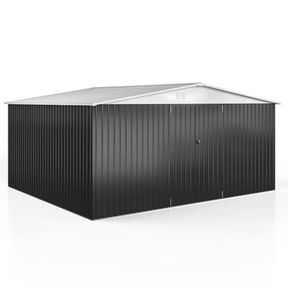 12x14 FT Outdoor Storage Shed (White / 12x14 FT)