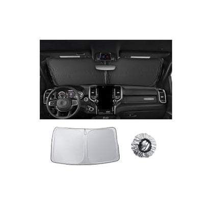 2025 2026 RAM 1500 Windshield Sun Shade Windshield Sunshade for RAM 1500 2500 3500 2019 2020 2021 2022 2023 2024 2025 2026 Accessories Protect Sun Rays & Heat Damage Keeps Cool (2019-2026 RAM 1500 2500 3500)