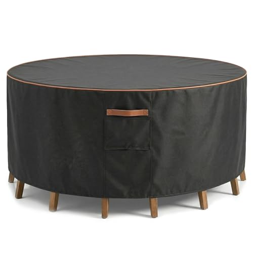Round Outdoor Patio Furniture Cover (Round Cover-Black / 110"DIA x 28"H)