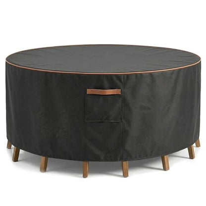 Round Outdoor Patio Furniture Cover (Round Cover-Black / 48"DIA x 28"H)