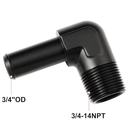 3 4 NPT Male to 3 (3/4 NPT to 3/4 Barb / Black - 90 Degree)