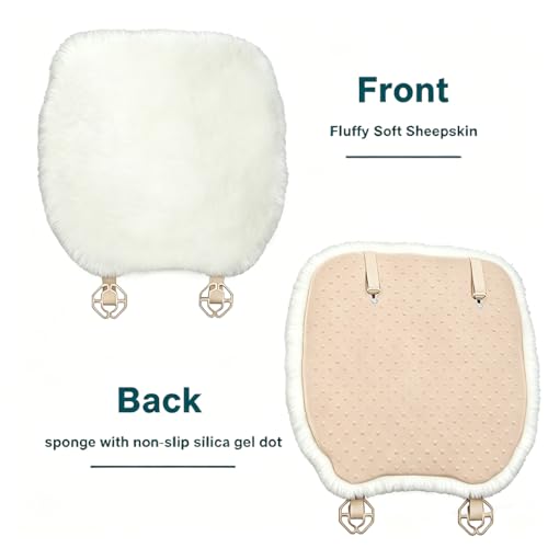 Fuzzy Genuine Sheepskin Car Seat Cover for Women Fluffy Cushion Auto Interior Accessories with Soft Wool Natural Fur