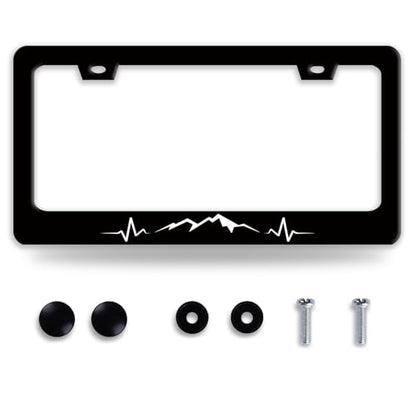 Mountains License Plate Frame Funny Mountain License Plate Holder Stainless Steel Accessories Cars Decor with 2 Holes and Screws Fits Standard Us Ca Vehicles License Plate Frames 12.2 X 6 Inch (Mountains)