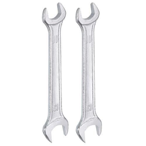 2pcs Double Open End Wrench 11mm x 13mm Metric 15 Degree Offset Angle Small Flat Head Wrench Galvanizing Open Ended Spanner for Automotive Repair Furniture Assembly (11mm x 13mm)