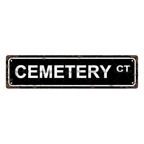 CEMETERY CT SPACE Metal Tin Street Sign Bar Cafe Garage Cave Home Room Wall Bathroom Farmhouse Garden Porch Patio Decor (CEMETERY)