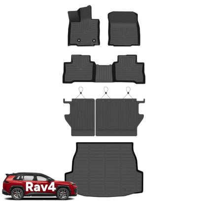 Floor Mats & Seatback Cargo Liner for 2026 Toyota RAV4 Hybrid (BLACK)