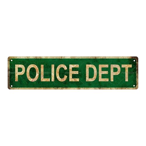 POLICE DEPT Vintage Metal Tin Street Sign Bar Cafe Garage Cave Home Room Wall Bathroom Farmhouse Garden Porch Patio Decor (POLICE DEPT)