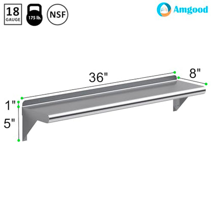 8 in. x 36 in. Stainless Steel Wall Mount Shelf (8 in. x 36 in.)