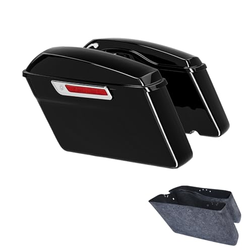 Motorcycle Hard Saddlebags Vivid Black Saddle Bags Trunk W (Standard-Vivid Black W/ Chrome Latches)