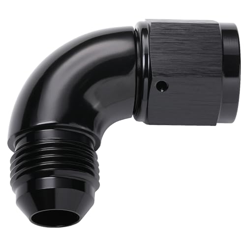 90 Degree 8AN Male to 8AN Female Swivel Full Flow Fitting Adapter Coupler Aluminum Black (8AN / Black - 90 Degree)