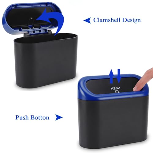 Car Trash Can with Lid (Black/Blue Lid)