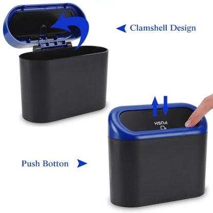 Car Trash Can with Lid (Black/Blue Lid)