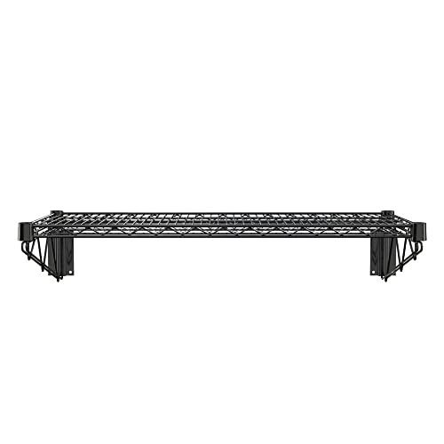 18" x 36" Black Epoxy Wire Wall Mount Shelf (Black / 18" x 36")