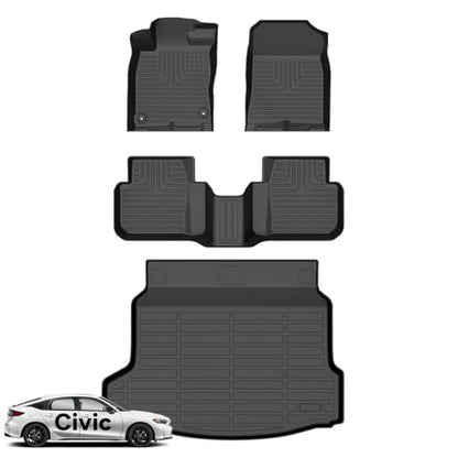 Floor Mats& Cargo Liner for 2025 2026 Honda Civic Hybrid Hatchback (BLACK)