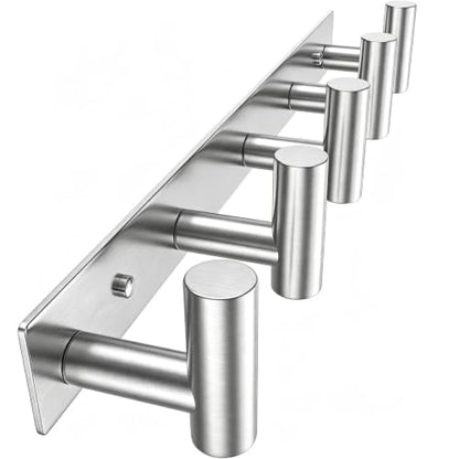 Wall Mounted Coat Rack ("T" Shape 5 Hooks - 1 Pack / Silver)