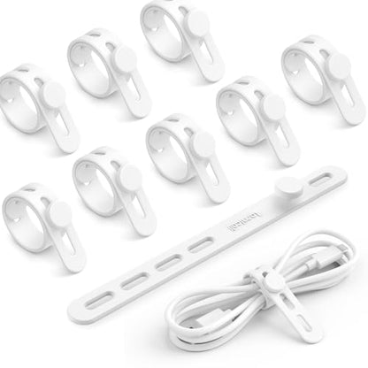 10 Pack Silicone Cable Ties Cord Organizer (10pack / White)