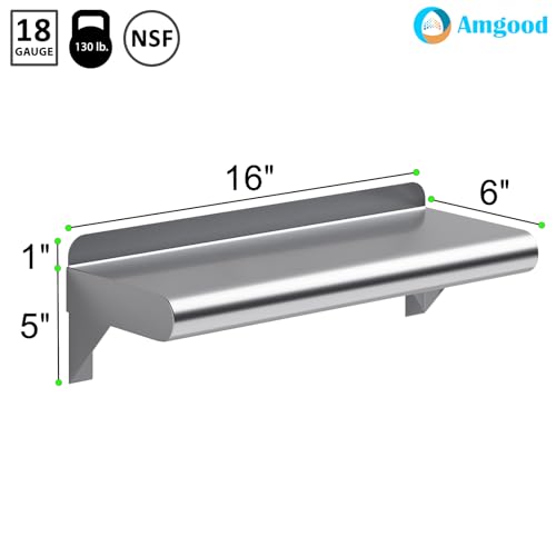 6" X 16" Stainless Steel Wall Shelf (16 in. x 6 in.)